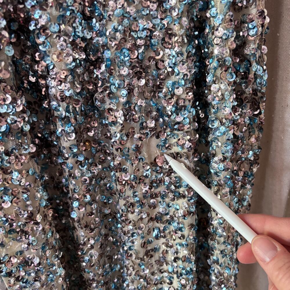 Faviana Glamour Sequin Mermaid Gown Blue Silver‎ Formal 00 **FLAWS, read desc** - Picture 12 of 12